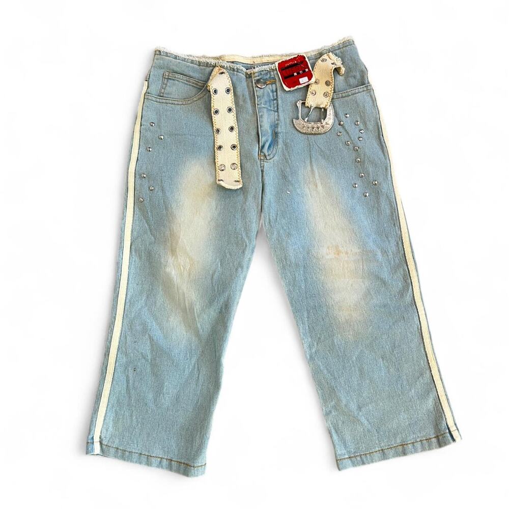Luerni Y2K Light Wash Denim Capris, Size 25